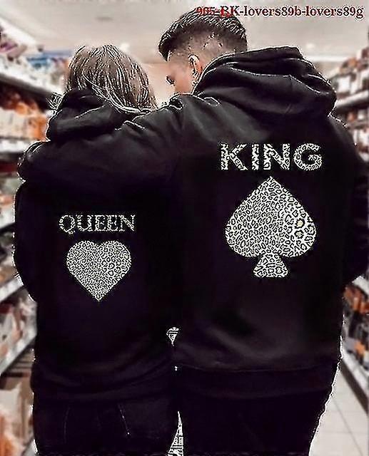 Novos casais conjunto rei e rainha coroa duas cores inserir moletom com capuz Pullover (ouro)