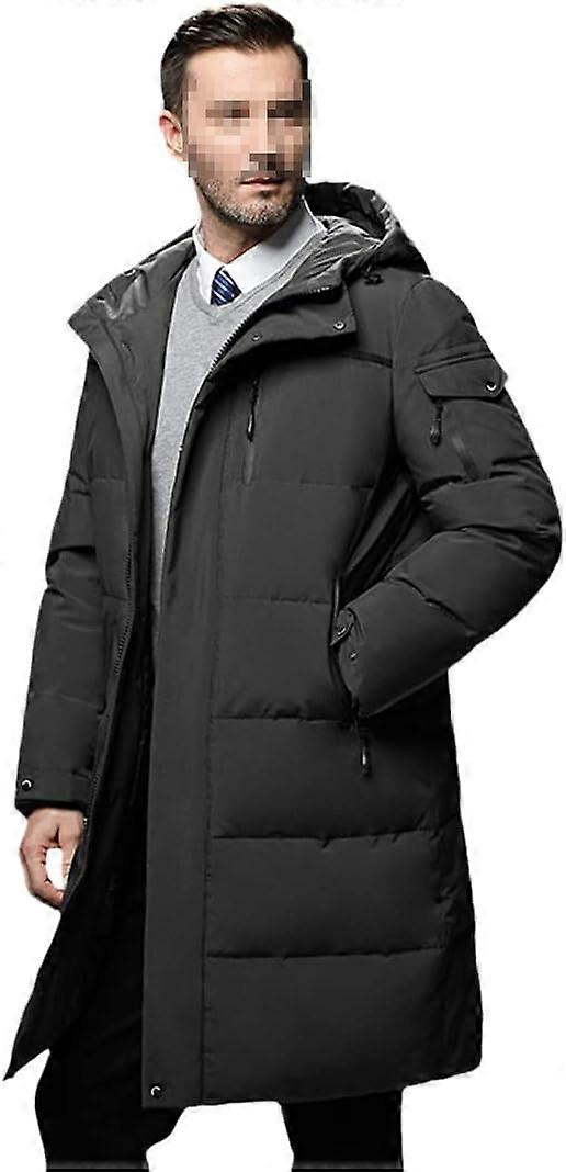 חורף עבה חם מעיל פוך גברים עם קפוצ'ון עסקים זכר צבע אחיד מעיל נוח