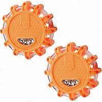 Gyrophare LED Orange, 2pcs Balise de Signalisation Lumineuse LED, Lumire d'urgence d'Avertissement, clairage d'urgence avec Base Magntique et 9 Modes