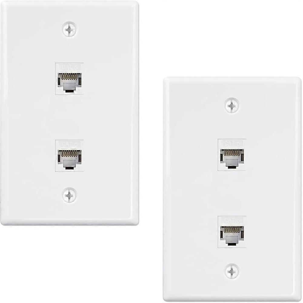 Confezione da 2 piastre a muro Ethernet a 2 porte, presa a muro Cat6 femmina-femmina, accoppiatore in linea RJ45, presa a muro Bianco