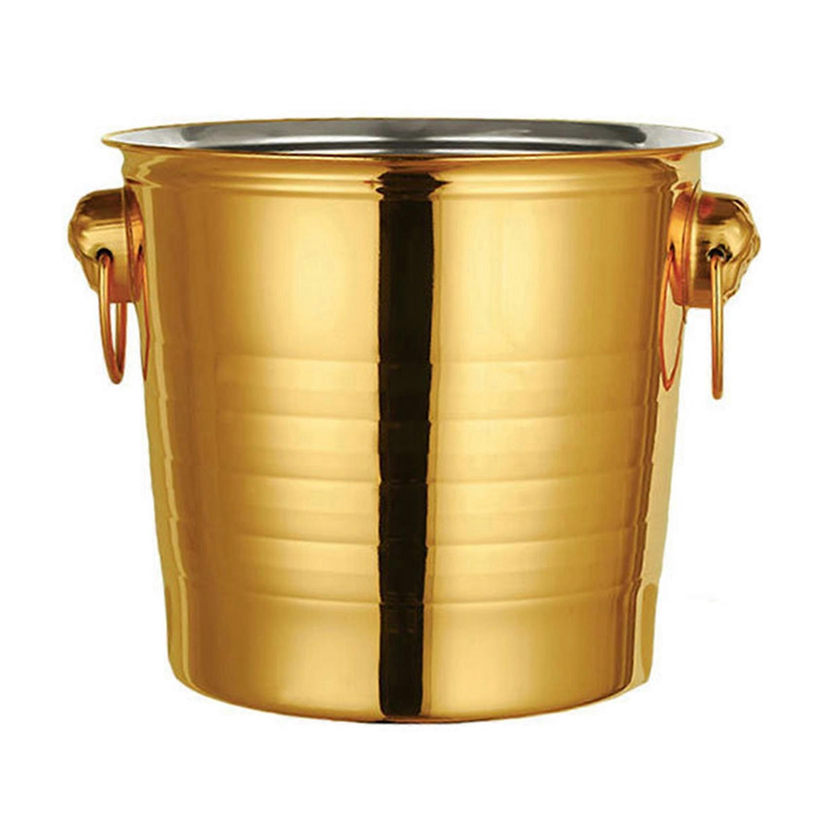 1PC 3L Stainless Steel Ice Bucket Thick Head Ice Bucket Party Ice Bucket (Gold)