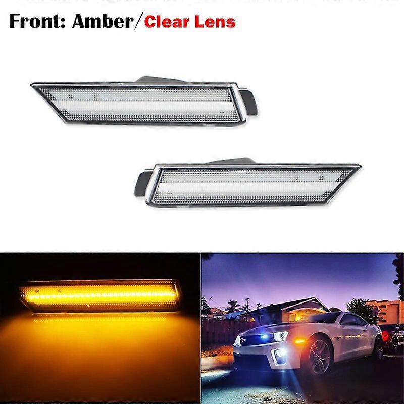 Car Front & Rear Sidemarker Lamps Amber/White Red for 2010-2015 Chevy Camaro Front Bumper LED Fender/Side Marker Blinker