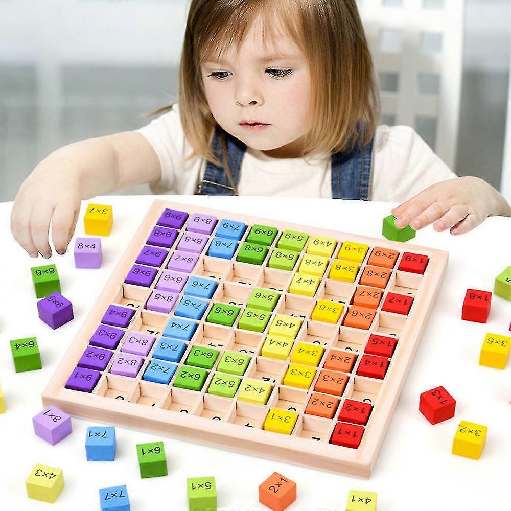 Wooden Multiplication & Math Table Board Game, Kids Math Manipulatives Learning Toys Gift - 81 Wooden Counting Blocks