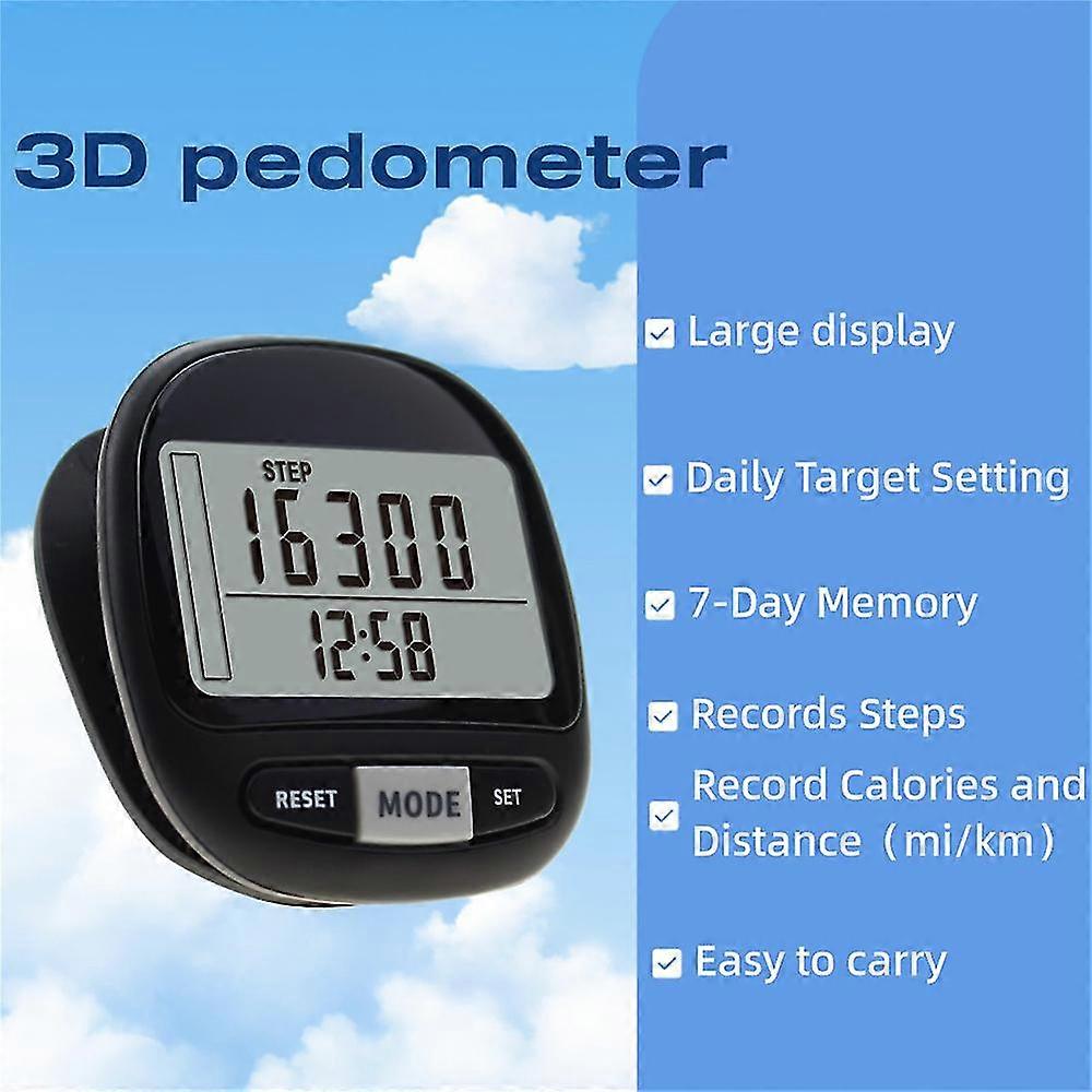 Simple Step Counter Walking LCD Display 3D Pedometer Calorie Distance Counter with Clip and Lanyard