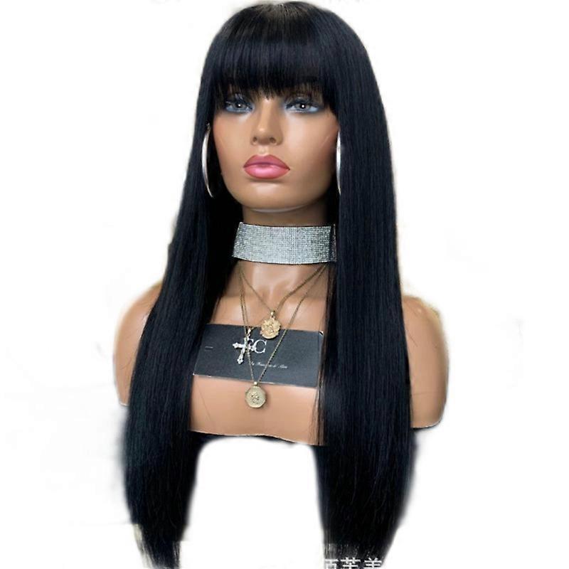 Peruca feminina cabelo liso longo com franja e cabelo macio
