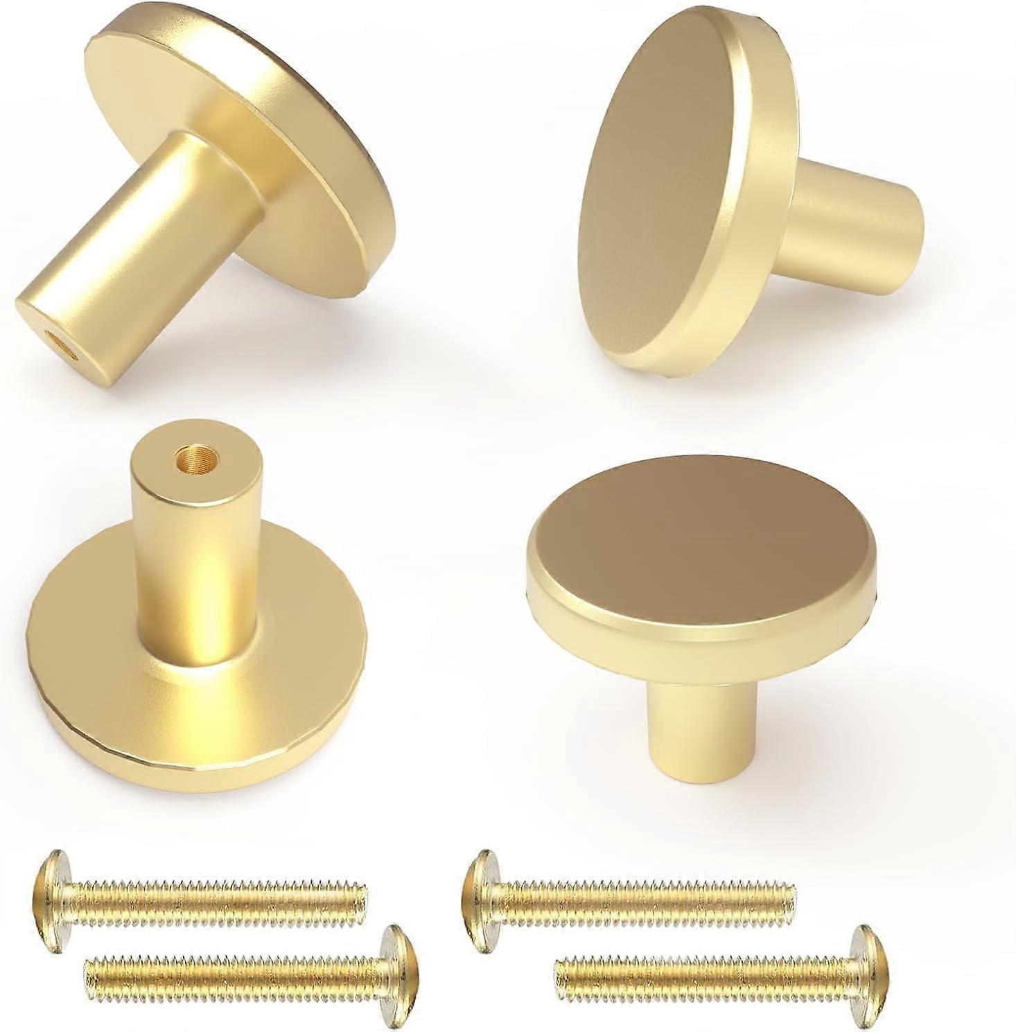 Brass Cabinet Knobs,Gold Round Solid Brass Drawer Knobs,28mm Diameter Single Hole Brass Door Knobs,Drawer Handles for Kitchen,Modern Cabinet Hardware 