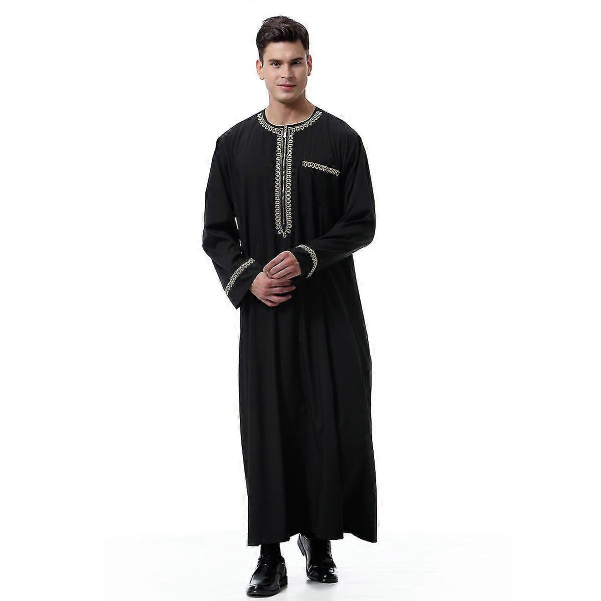 Men Saudi Long Robe Dubai Thobe Kaftan