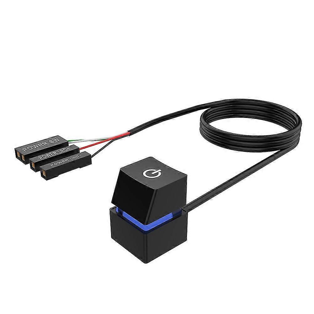 Portable On/off Pc Button Switch Cable Desktop Computer Switches Extension Cord 400cm Blue Light