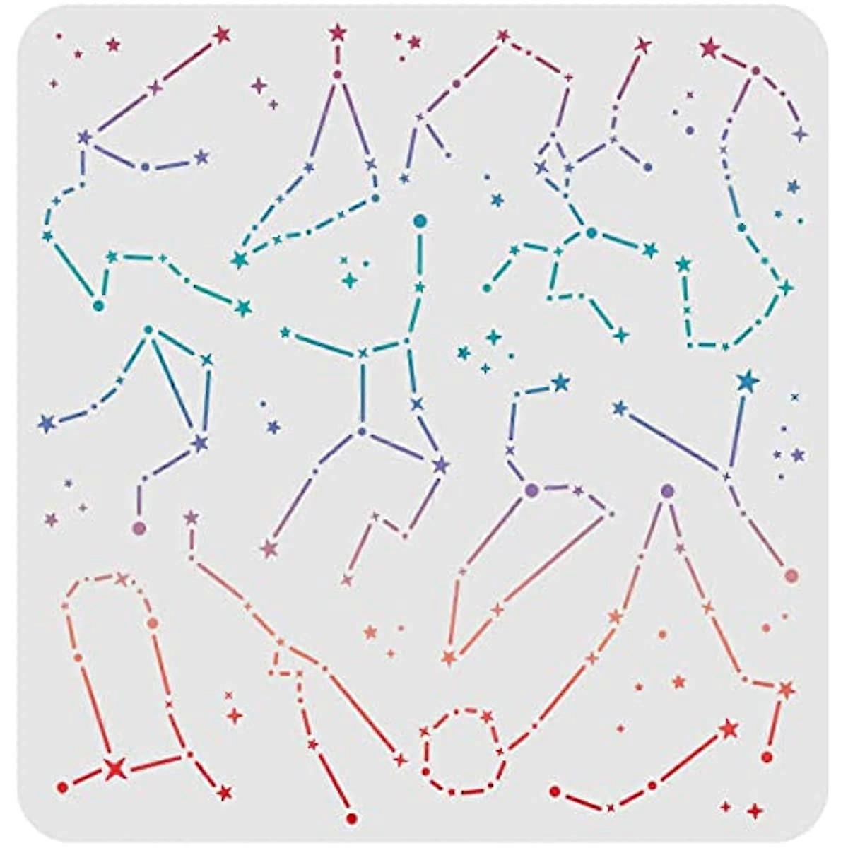 Constellation Drawing Painting Stencils Templates Plastic Square Reusable Stencils for Painting on Wood Tile Floor Wall Fabric