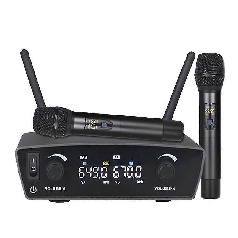 Tw-300 uhf high-fidelity wireless one with two microphones one key fm dual wireless receiver led display-us plug