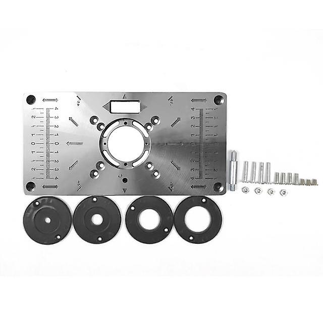 Work Benches Router Trimmer Table Insert Plate Aluminum Alloy Woodworking Engraving Trimming Machine Flip Board Set With Rings