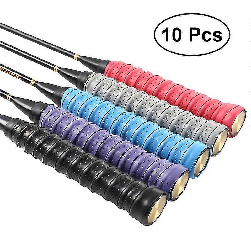 10pcs Tennis Badminton Racket Grip Tape Anti Racket Grip Wrap Overgrip Tape For Sports Fishing Pole Jump Rope (Assorted Colors)