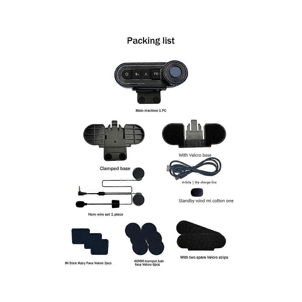 Motorcycle Helmet Headset Cycling Call Hands-Free Bluetooth5.3 Headset Waterproof Music Headset with FM Function