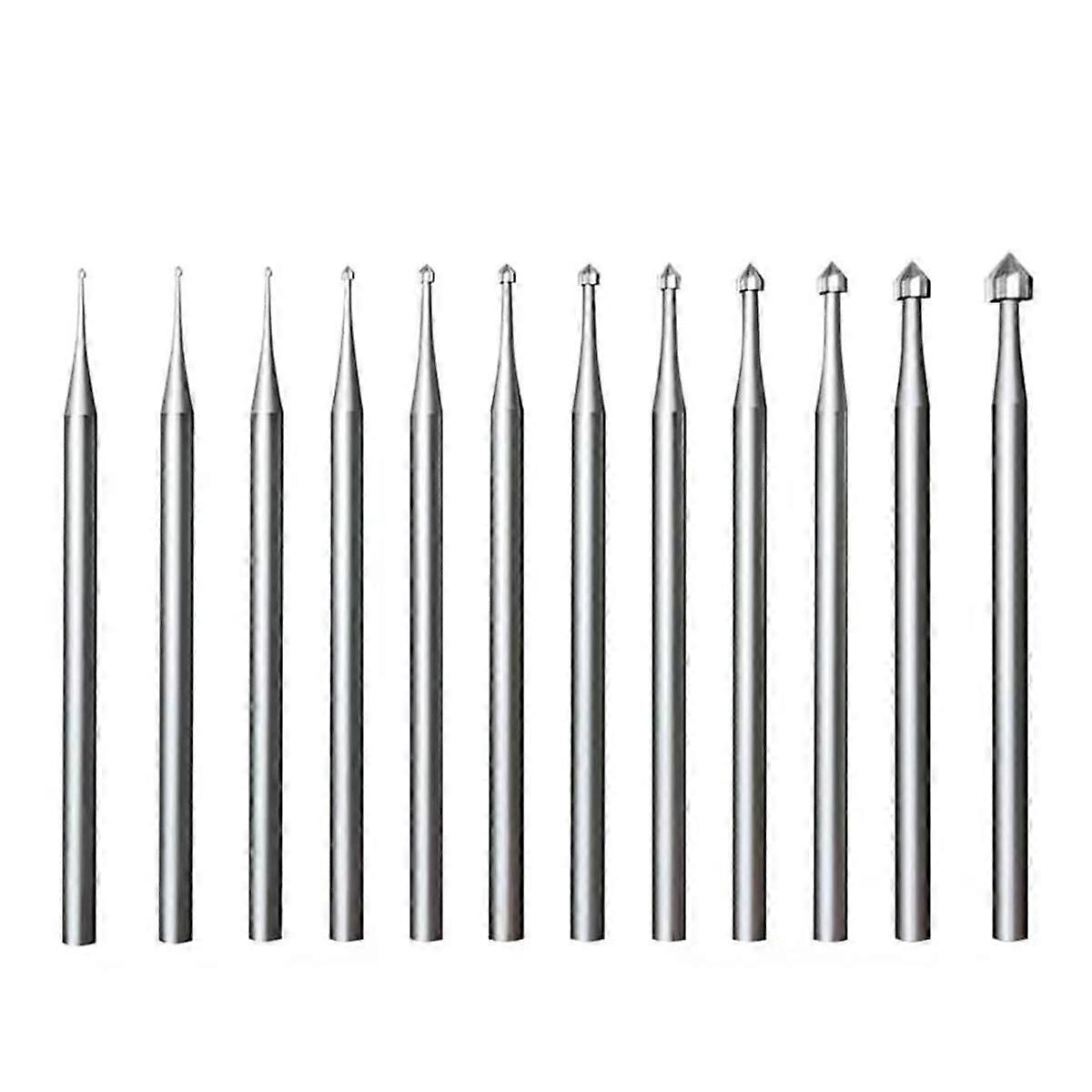 12 Pcs Cylinder-Cone Shape Carving Burr Sets, 3/32 Inch Shank Jewelry Making Stone Setting Burs for