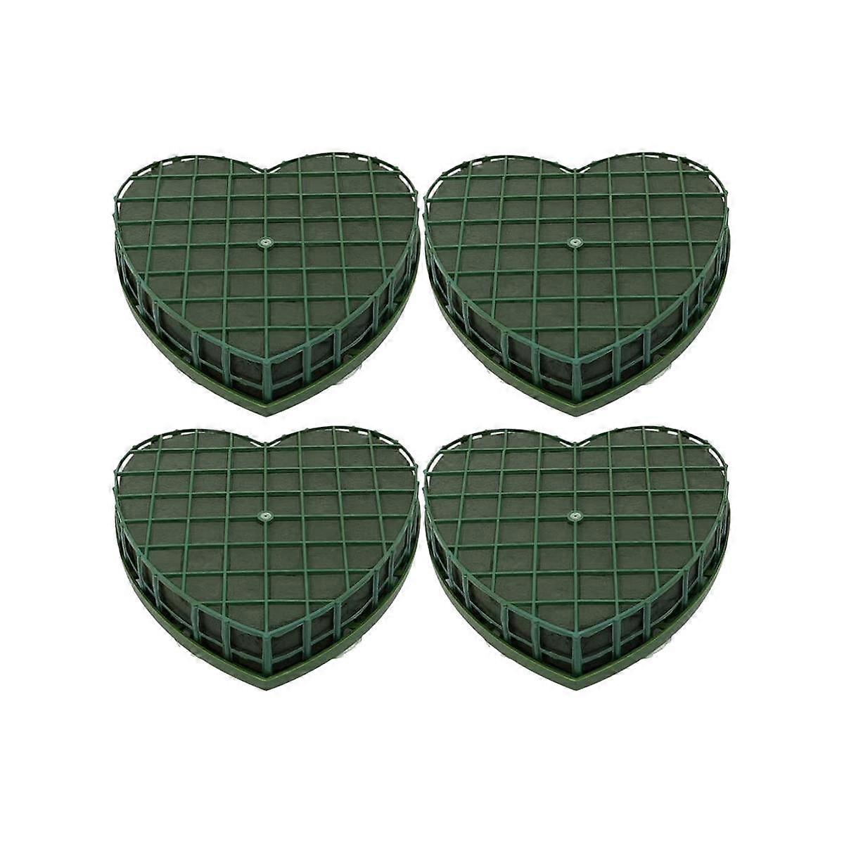4Pcs Heart-Shape Foam Blocks Green Flower Clay Heart Shaped Bricks Artificial with Suction Cup
