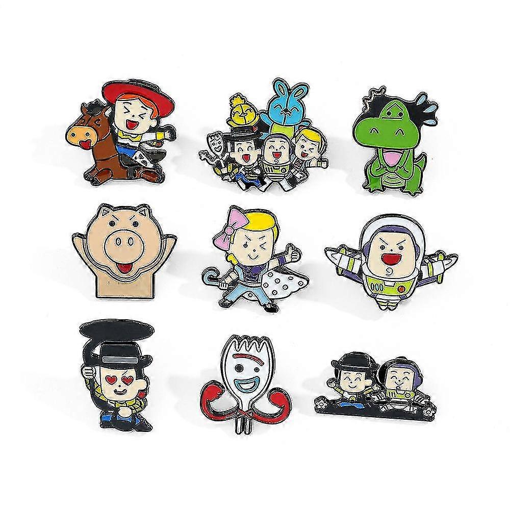 9pcs Cartoon Toy Story Brooch Pins Set For Backpacks Clothing Jackets Hats Decoration Cute Gifts