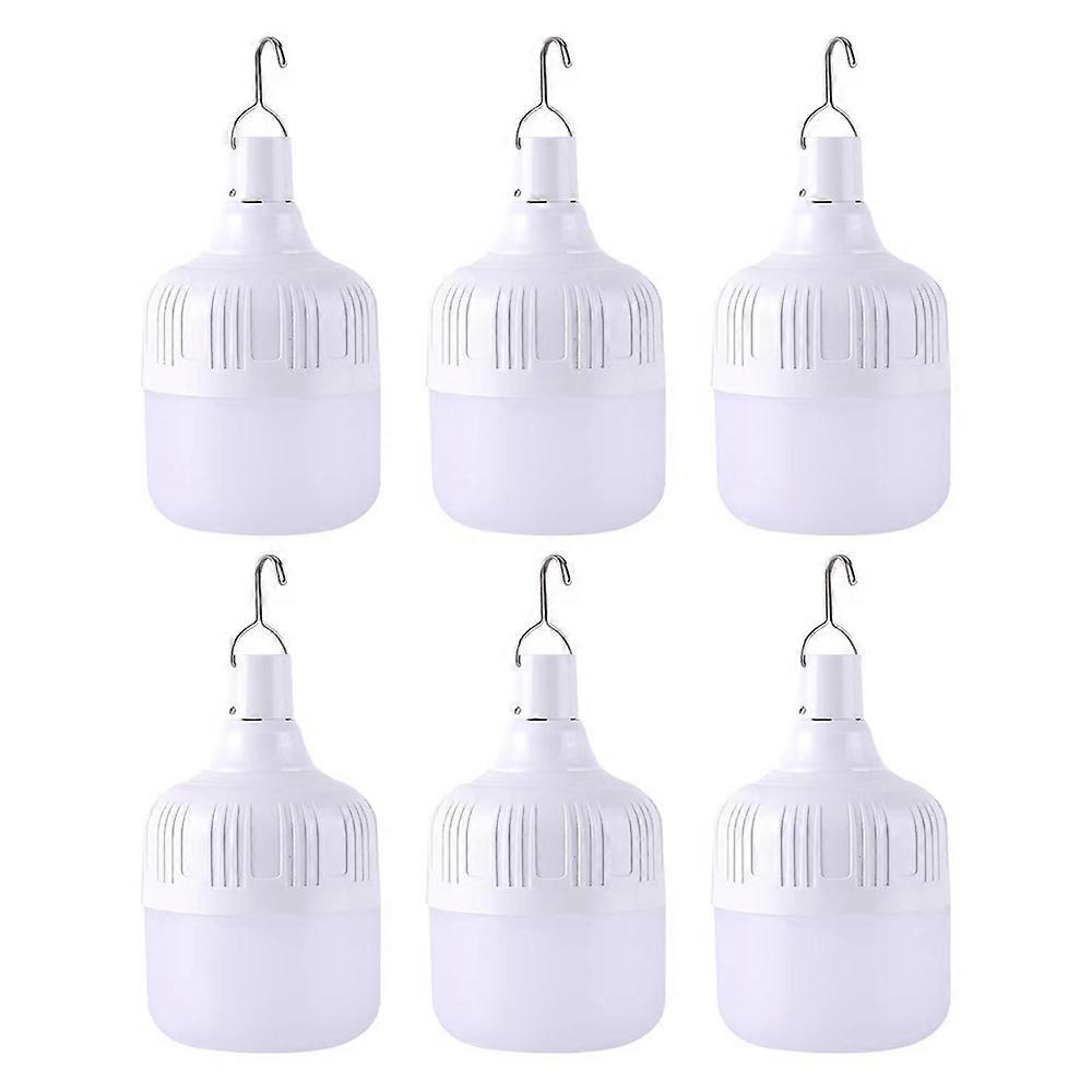 6 Pack 60W LED Bulb Rechargeable Emergency Light Waterproof Camping Lamp with 3 Light Modes for Home Camping Tent Emergency Use