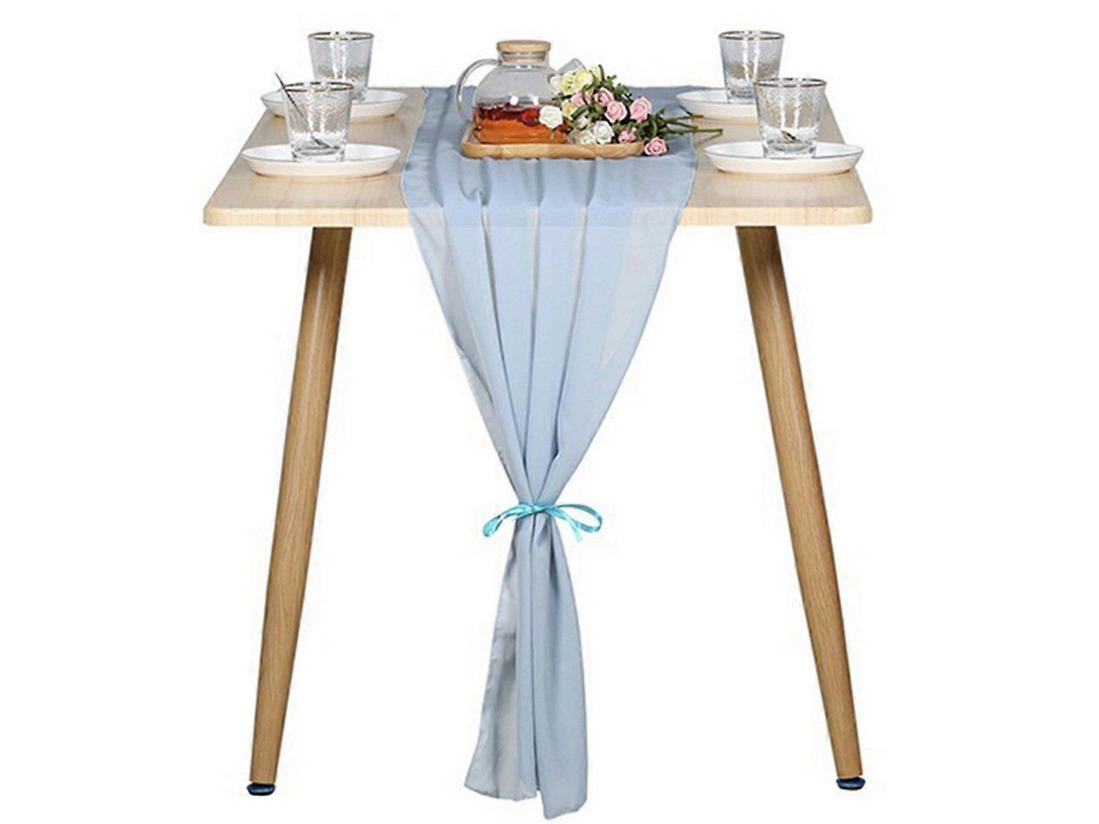 70x300cm Chiffon Table Runner Light Blue
