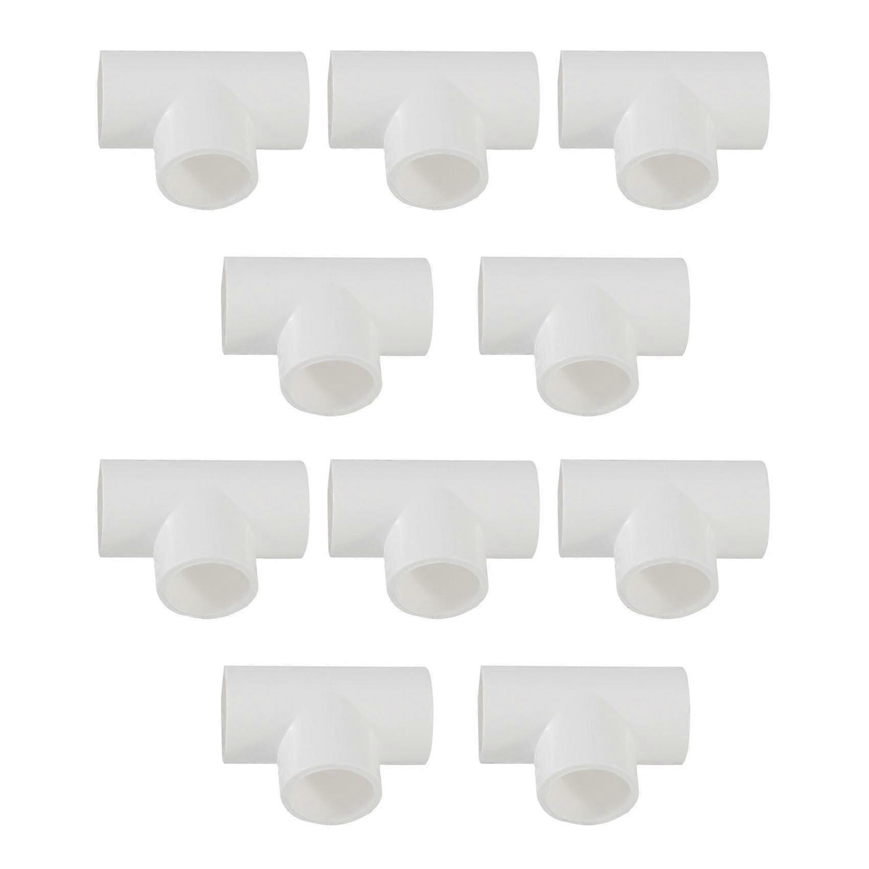 20 mm PVC T-stykke 3-vejs vandrørsadapter, hvid, 10 stk.