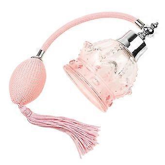 Vintage Crystal Perfume Bottle Long Bulb Tassel Atomizer 100ml Pink