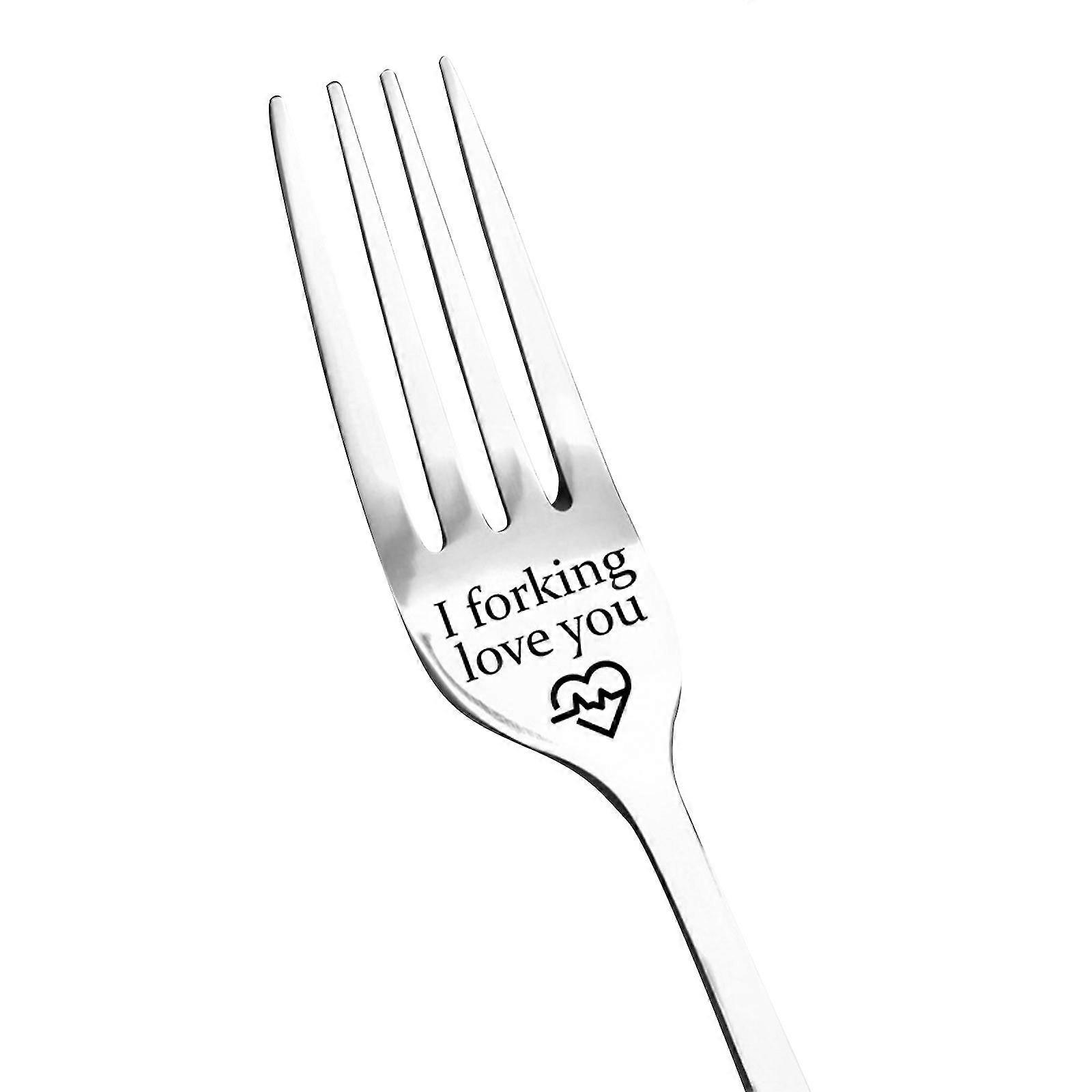 Forking Love You Graverad gaffel Rostfritt stål bordsgafflar för vänner Familjer Festival Weddingno Box