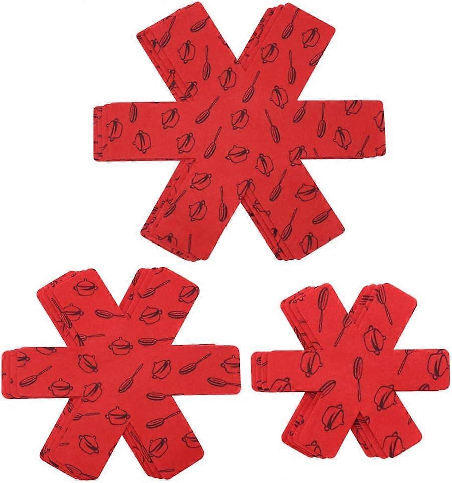 Pot Pan Protectors, Set of 12 and 3 Different Size, Red Pans Dividers Pad/Cookware Protectors Set/Pan Separators Protectors for Protecting and Separat