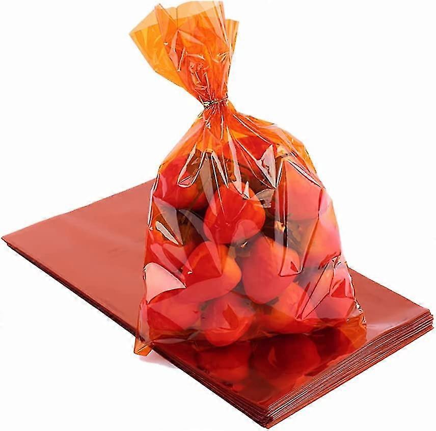 Sacos de violoncelo laranja 9x6 polegadas para plástico favor celofane tratar sacos de biscoito, pacote de 50