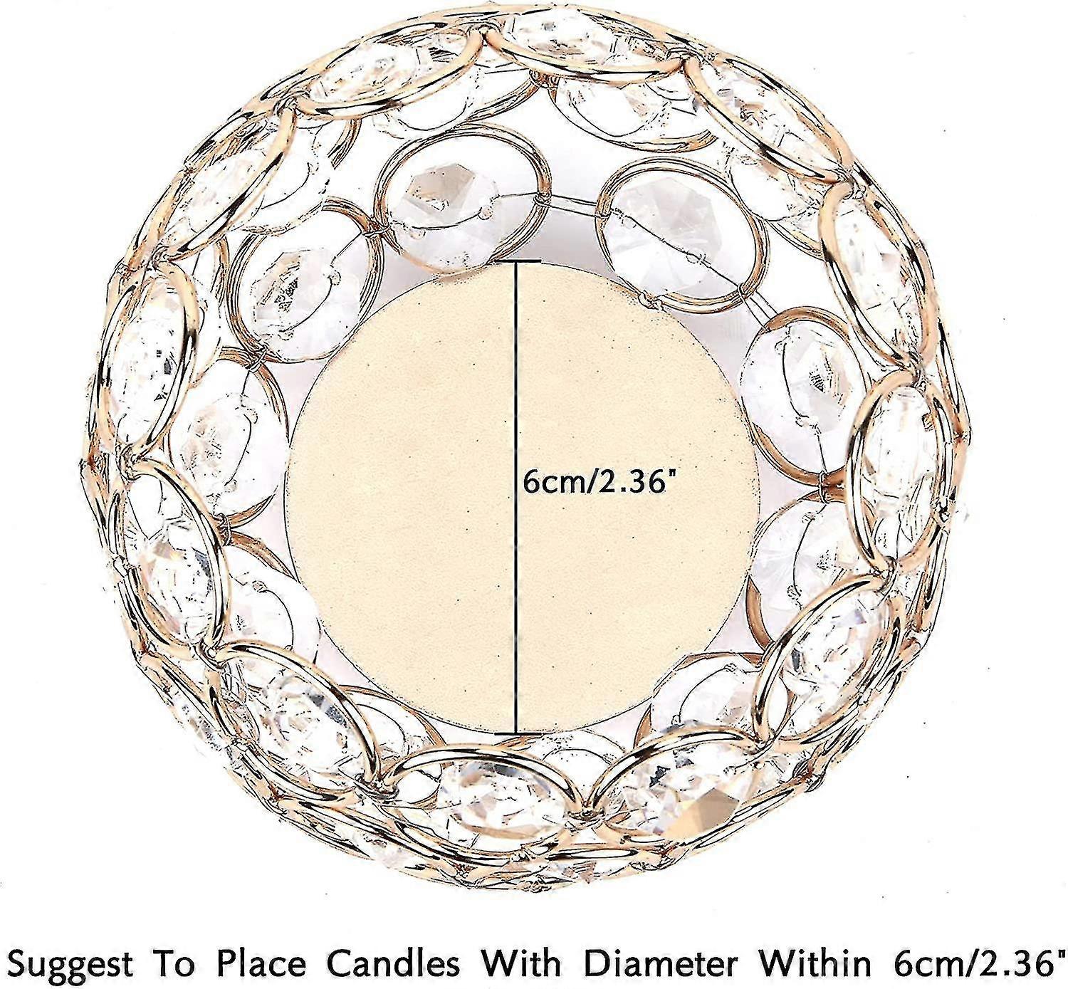 Gold Crystal Candle Holder 2 Piece Set Luxury Bowl Tea Light Candle Holder 12cm Tall Candle Holder Ornament (large)