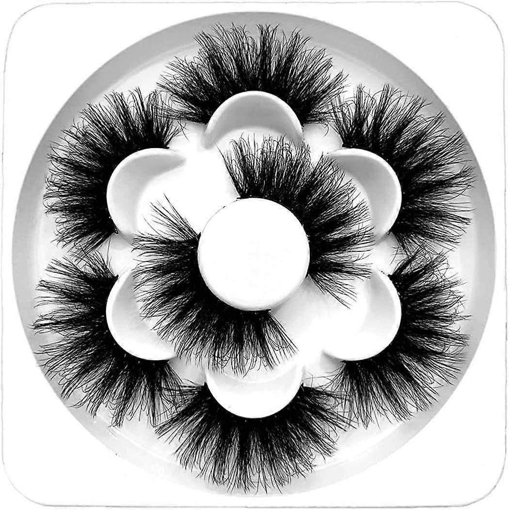 False Eyelashes Handmade Lashes 25mm 8D Fluffy Volume Dramatic Wispy Long False Eyelashes Soft Reusable Fake Eyelashes Pack 4 Pairs