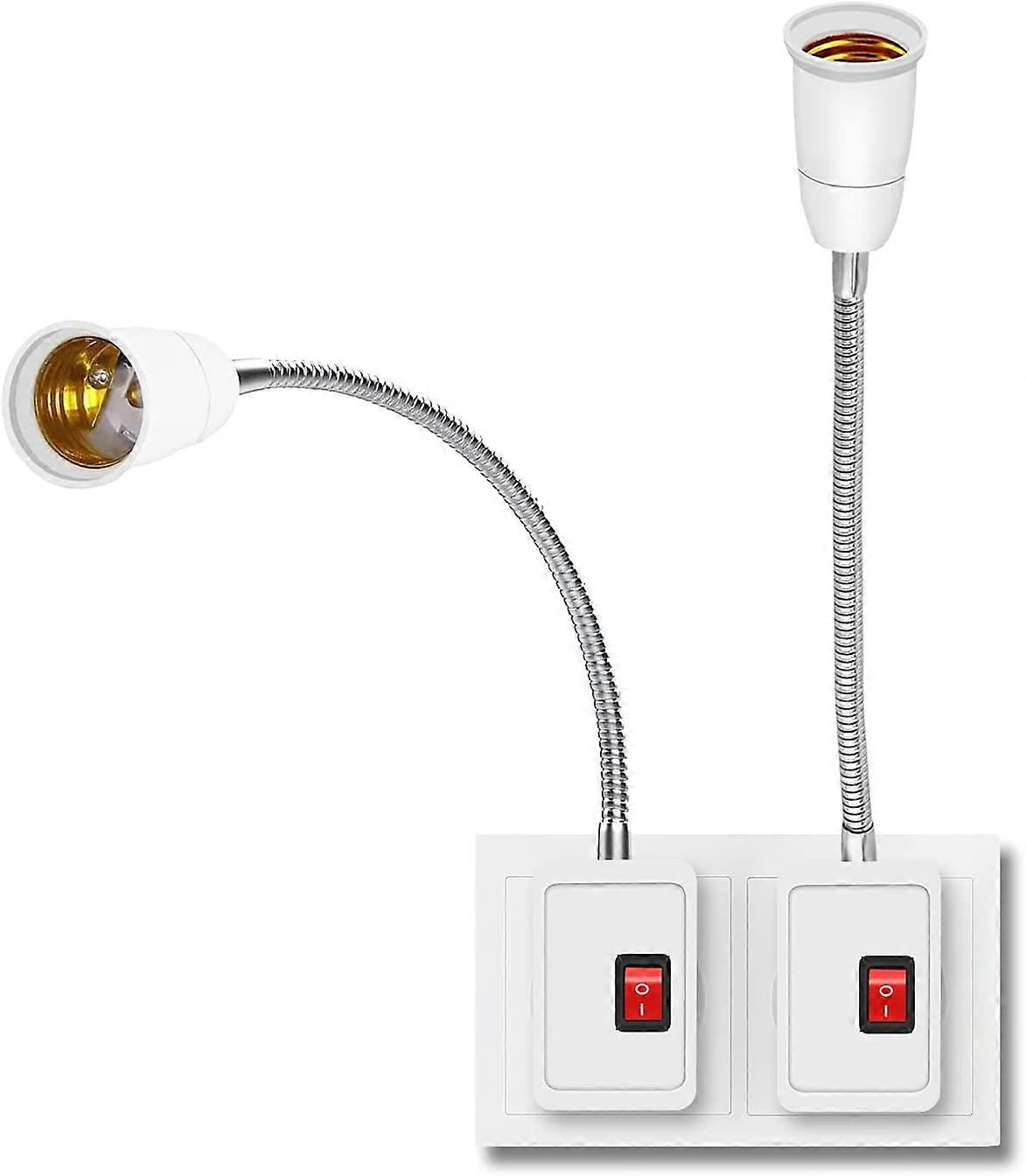 2 Pieces E27 LED Bulb Light Holder,Converter Lamp Holder with Switch,E27 Socket with Switch,Lamp Wall Socket,Reading Lamp,E27 Socket Socket,for Bedroo