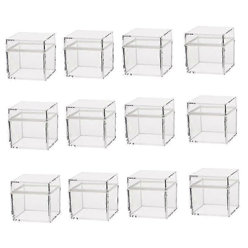 12pcs Transparent Packing Box Plastic Candy Box Gift Container Square Container
