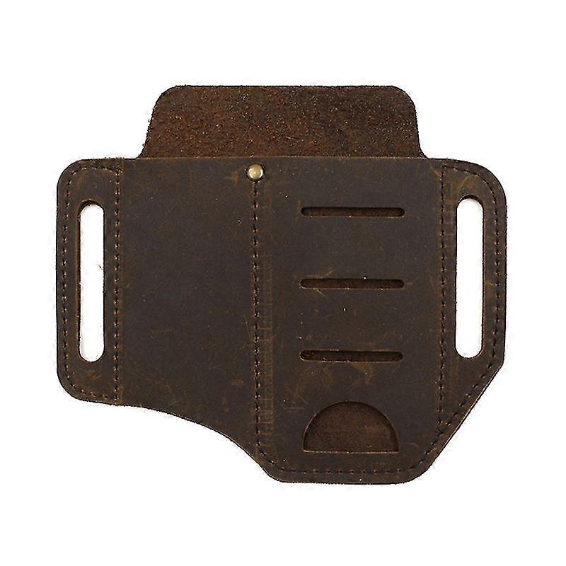 Leather Tool Sheath 2 Pockets Multitool Holder Essentials Edc Organizer Belt Pouch For Pocket Knife Flashlight Tool