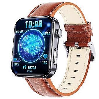 F300 Montre intelligente à écran de 2,1 pouces Noir Cuir marron
