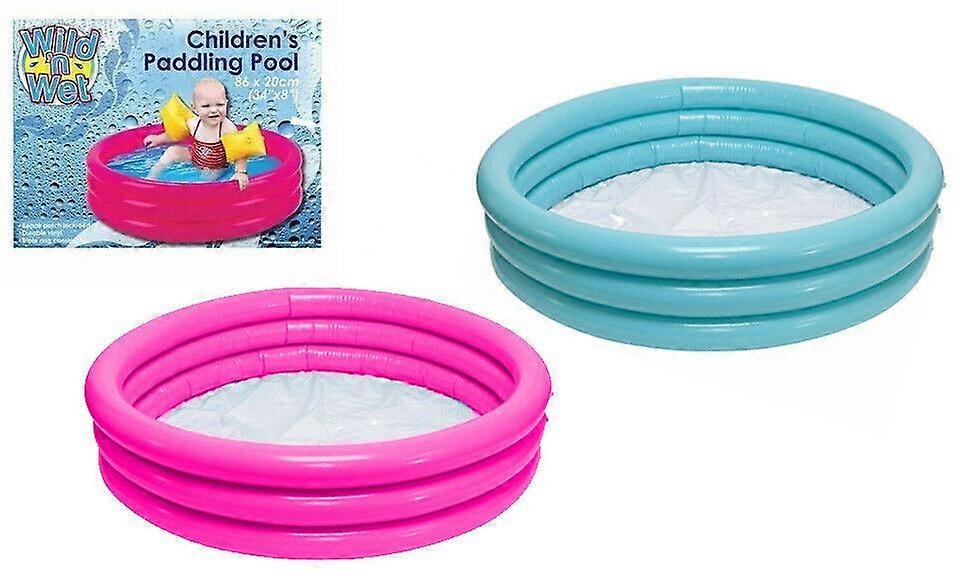 Wild 'n Wet 34"x6" Children's 3 Ring Paddling Pool, Assorted Colours