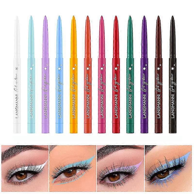 12 Color Eyeliner Set Matte Eyeliner Crayon Imperméable Coloré Liquide Eyeliner Kit