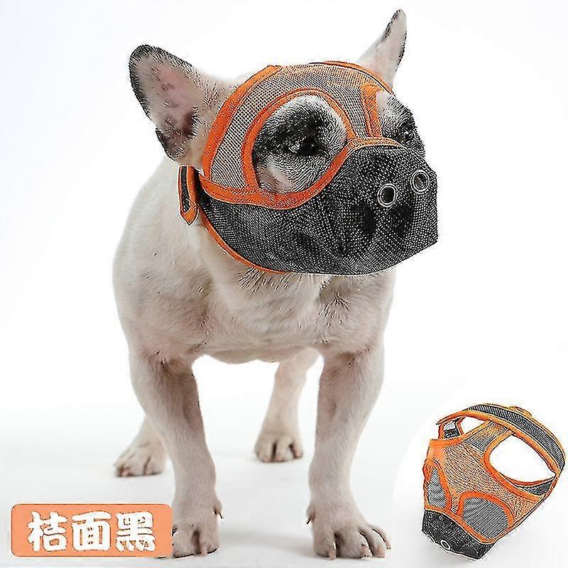 Short Snout Dog Muzzles,bulldog Muzzle Adjustable Breathable Mesh Dog Muzzle For Briting Chewing