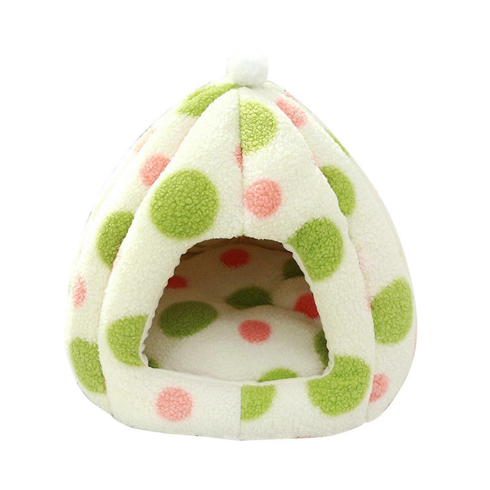 Cat Bed for Indoor Cats with Non Slip Bottom Cat Rest Cave for Small Pets green dot