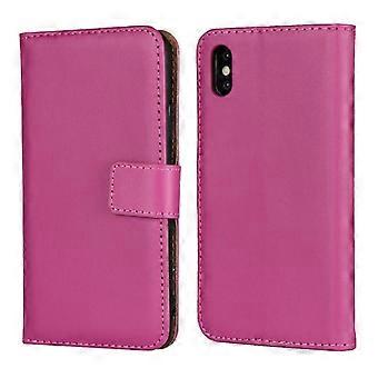 Cover case For Iphone X / Xs Magnetic Clasp Horizontal Flip Leather Case With Bracket And Card Slot And Wallet(magenta)