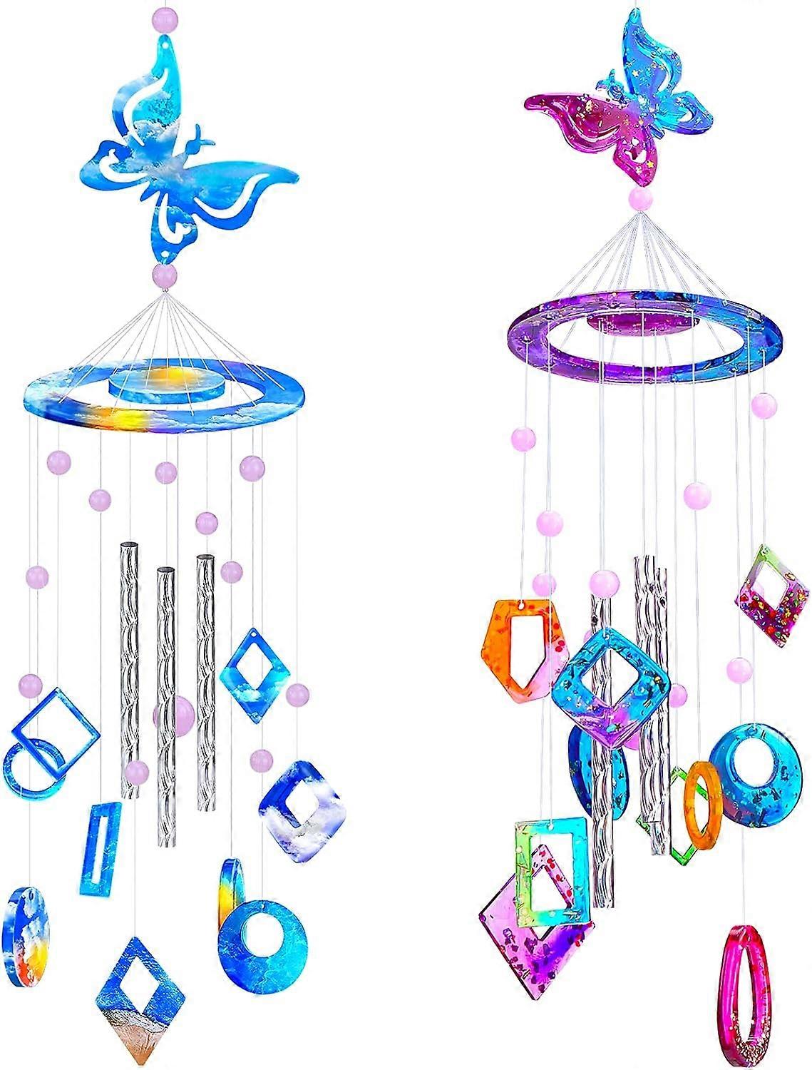 Mity rain Resin Mold, 62pcs Wind Chimes Resin Molds Silicone Kit Bundle Butterfly Design for Resin Casting, Wind Bell Epoxy Molds for Home Decor
