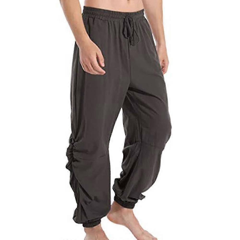Mens Pants Solid Color Loose Sports Yoga Drawstring Elasticated Trousers