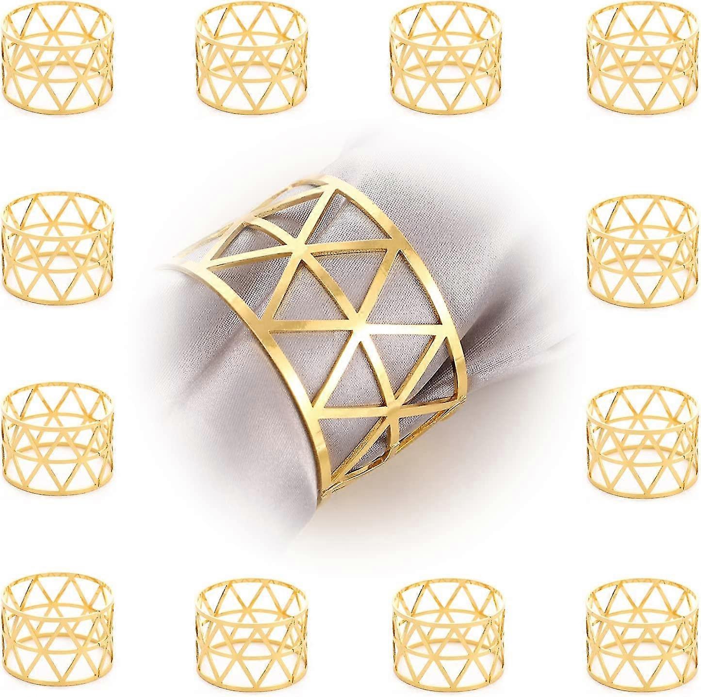 Anillos de servilleta de 12 piezas, servilleteros de oro
