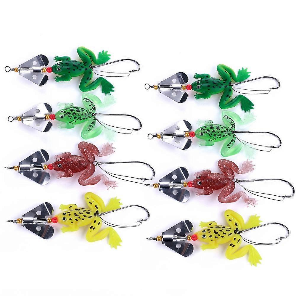2 Sets 7cm 6g Frog Soft Fish Sequins Single Hook Bionic Bait