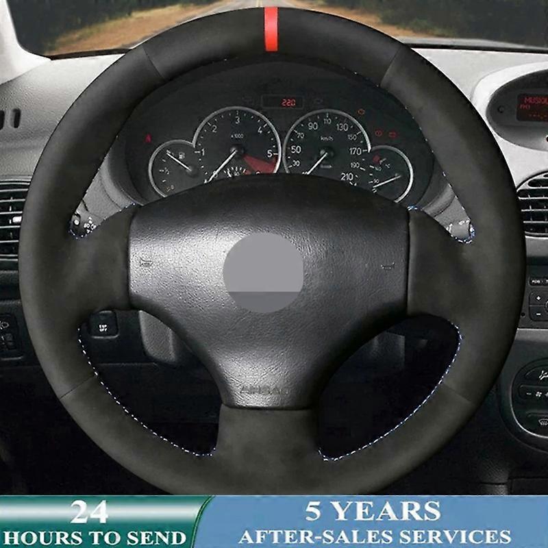 Customized Car Steering Wheel Cover Non-Slip Suede Leather Braid For Peugeot 206 1998-2005 206 SW 2003-2005 206 CC 2004 2005
