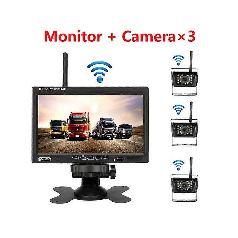 Vehicle Wireless Reverse Camera 7 inch LCD Monitor For Trucks Bus RV Trailer Excavator Car Monitor 12V-24V Rear View Camera