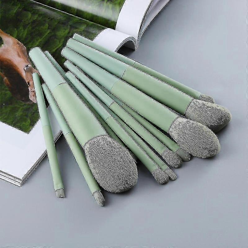11pcs Natural Hair Green Eyebrow Brush Set Cosmetic Tool | Eye Shadow Applicator