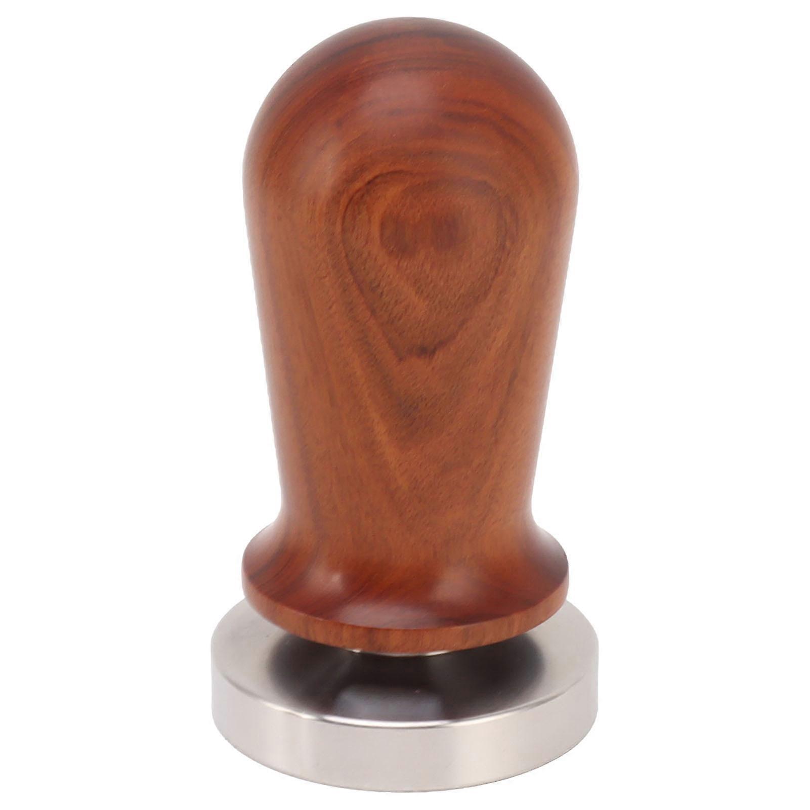 58mm Stainless Steel Flat Base Coffee Tamper with Wooden Handle Tamping Tool for Pressing Coffee Powder