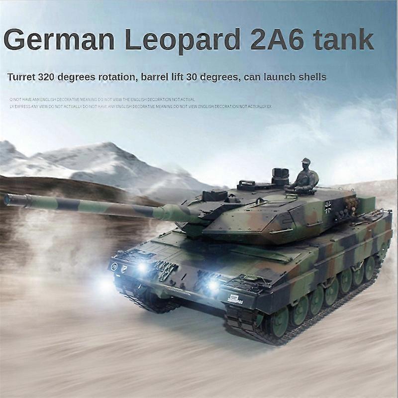 1/16 RC Heavy Tank 2A6 3889-1 Full Metal Crawler Remote Control Vehicle 2.4Ghz Simulation Launch Belt Smoke System 7.0 Model Toy