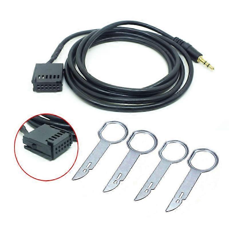 3.5mm Aux Car Adapter Cavo ausiliario Cavo Radio Chiavi di rimozione 6000CD Strumento di rimozione Chiavi Adatto per Fiesta per Fus Nero