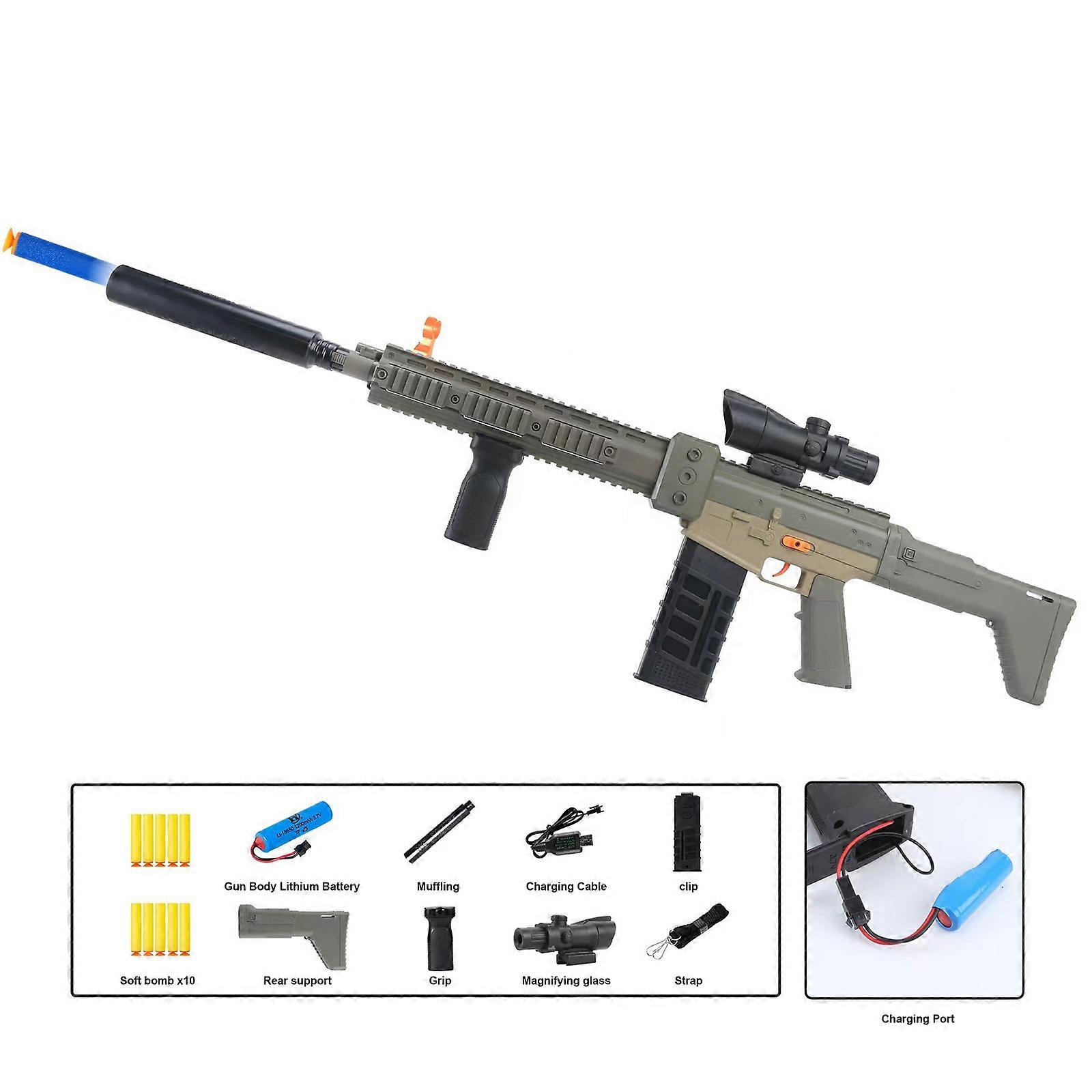 Best Seller Realistic Toy Guns For Guns Darts Automatic Sniper Rifle With Scope, Foam Blasters With Soft Bullets 2 Magazines, Electric Machine Guns
