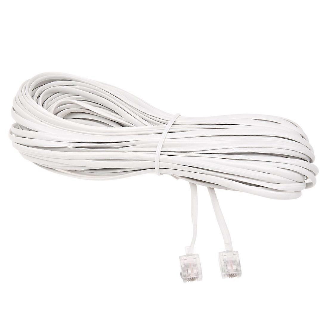 ホワイトオス 6P2C RJ11 プラグ電話ファックスモデム回線ケーブル、固定電話用 14M